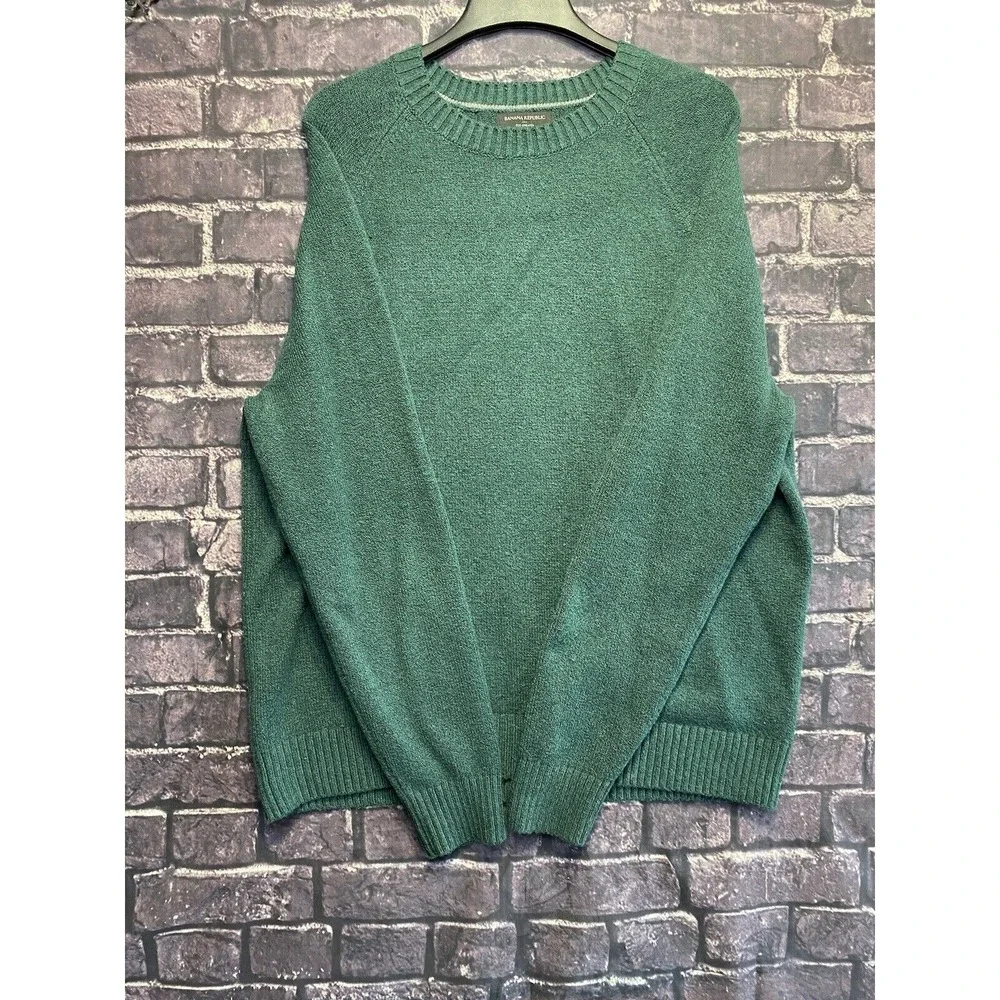 Banana Republic Eco Sweater Mens XL Green Brushed Knit Heritage Academia Classic